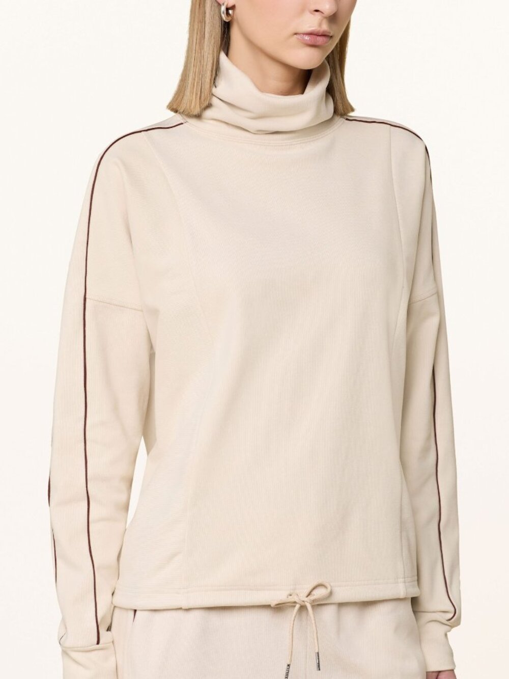 Varley Ariana High-Neck Midlayer Turtleneck, Size M, Cement Marl/Bitter Chocolat